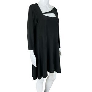 Sympli Canada Travel Mini Dress Size 14 Black Fit Flare Cutout Detail No Iron